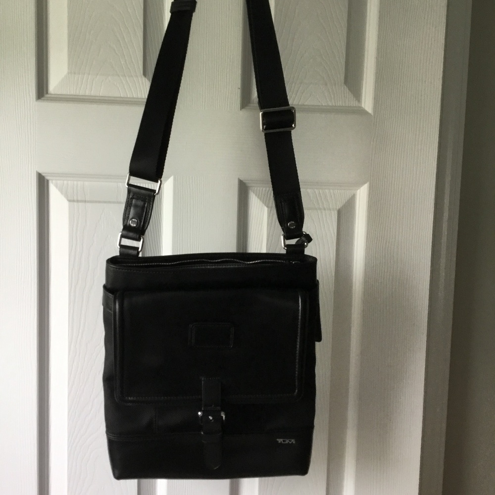 Tumi leather and nylon cross body bag